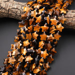 Sparkling Faceted Natural Tiger's Eye Beads 10mm 14mm Carved Star Gemstone 15" Strand
