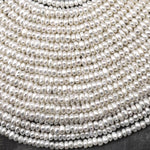 Genuine White Freshwater Pearl 4mm Center Drilled Rondelle Beads Shimmery Iridescent Classic Pearl 15.5" Strand