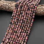 AAA Natural Pink Rhodonite Beads 6mm Smooth Thin Rondelle Gemstone 15.5" Strand
