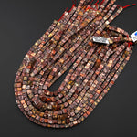 Natural Leopard Skin Jasper Smooth 4mm 6mm Cube Dice Beads 15.5" Strand