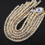 Natural Brown Green Mother of Pearl 9mm 10mm Thin Heishi Rondelle Beads 15.5" Strand