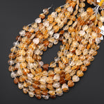 AAA Natural Golden Healer Quartz Faceted Heart Beads 12mm Gemstone 15.5" Strand