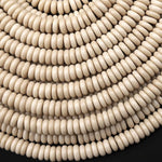 Natural Fossil Jasper Aka River Stone 6mm Smooth Thin Rondelle Beads 15.5" Strand