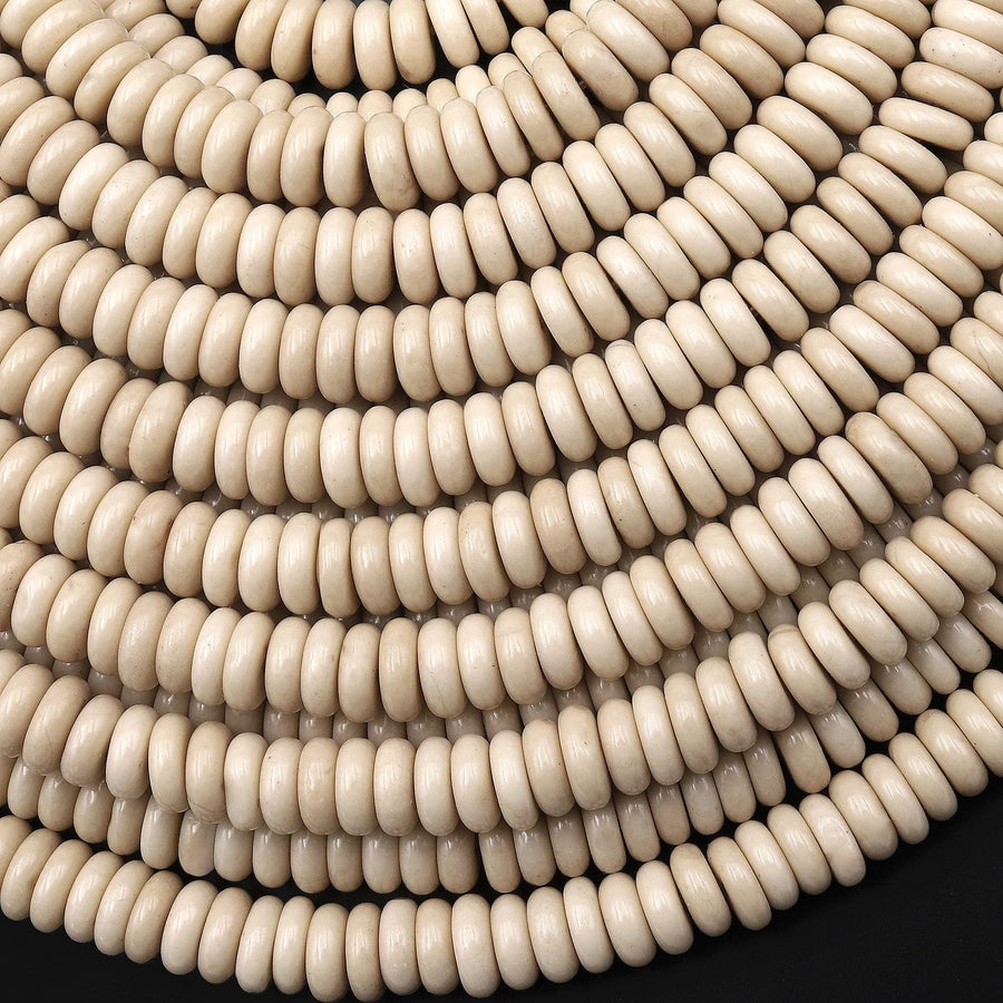 Natural Fossil Jasper Aka River Stone 6mm Smooth Thin Rondelle Beads 15.5" Strand