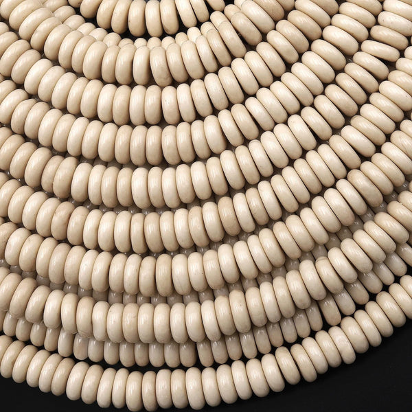 Natural Fossil Jasper Aka River Stone 6mm Smooth Thin Rondelle Beads 15.5" Strand