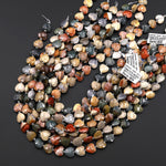 AAA Natural Landscape Ocean Jasper Faceted Heart Beads 12mm Gemstone 15.5" Strand