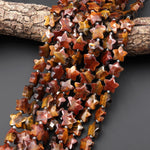 Sparkling Faceted Natural Red Tiger's Eye Beads 14mm Carved Star Gemstone 15" Strand