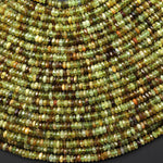 AAA Faceted Natural Green Garnet Thin Rondelle 3mm 4mm Gemstone Beads 15.5" Strand