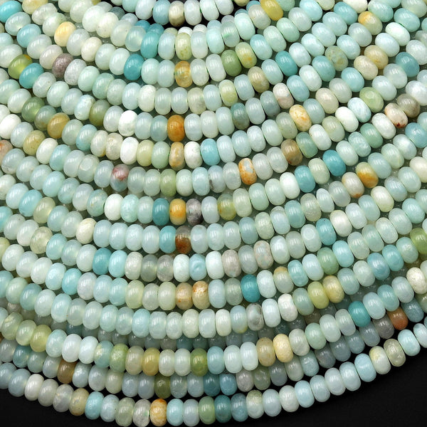 Natural Blue Green Amazonite 4mm Rondelle Beads 15.5" Strand