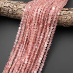 Natural Pink Strawberry Quartz Star Beads 6mm Carved Gemstone 15.5" Strand