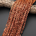 Sparkling Goldstone Heart Beads 6mm Gemstone 15.5" Strand