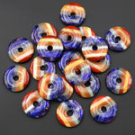 Rainbow 7 Chakra Natural Gemstone Crystal Donut Pendant 30mm 40mm