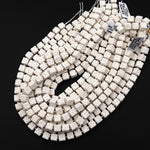 White Lava 8mm Smooth Cube Dice Gemstone Beads 15.5" Strand