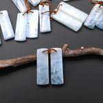 Genuine Natural Blue Aquamarine Earring Rectangle Pair Drilled Matched Gemstone Beads