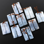 Genuine Natural Blue Aquamarine Earring Rectangle Pair Drilled Matched Gemstone Beads