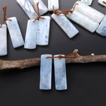 Genuine Natural Blue Aquamarine Earring Rectangle Pair Drilled Matched Gemstone Beads