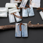 Genuine Natural Aquamarine Earring Short Rectangle Pair Drilled Matched Gemstone Beads