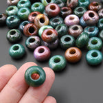 Large Hole Beads 6mm Drill Natural Indian Agate 14mm Rondelle Bead