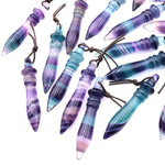 Natural Fluorite Carved Wand Ritual Dagger Pendant Drilled Crystal Gemstone Bead Pendulum