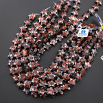 Sparkling Faceted Natural Feldspar Granite 14mm Carved Star Gemstone 15" Strand