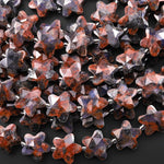 Sparkling Faceted Natural Feldspar Granite 14mm Carved Star Gemstone 15" Strand