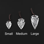 Natural Rough Raw Rock Crystal Quartz Hand Hammered Arrowhead Drilled Pendant