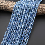 Faceted Natural Blue Aquamarine 4mm Cube Beads Gemstone 15.5" Strand