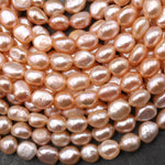 AAA Genuine Natural Peach Pink Freshwater Nugget Pearl 8mm 14.5" Strand