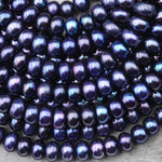Genuine Freshwater Pearl 10mm Rondelle Brilliant Metallic Peacock Blue Color 15" Strand
