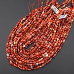 Natural Red Orange Moroccan Agate Freeform Pebble Nugget Beads 15.5" Strand