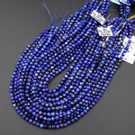 Faceted Natural Blue Lapis Round Beads 6mm Gemstone 15.5" Strand