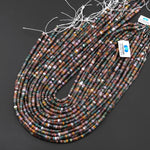 Natural Indian Agate 4mm Heishi Rondelle Beads Mauve Pink Forest Green Golden Brown 15.5" Strand