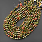 Natural Unakite 4mm 6mm 8mm 10mm Smooth Round Beads Gemstone 15.5" Strand