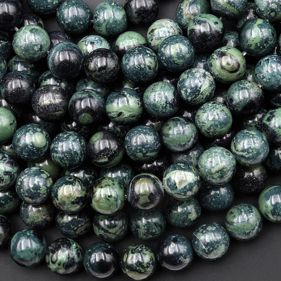 Kambaba Jasper 4mm 6mm 8mm 10mm Round Beads Aka Natural Green Camouflage Jasper 15.5" Strand