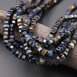 AAA Faceted Natural Blue Tiger's Eye Beads 6mm hexagon Heishi Rondelle 15.5" Strand