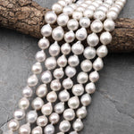Genuine Natural White Freshwater Edison Flameball Ming Pearl Fireball Irregular Baroque Nucleated 15.5" Strand