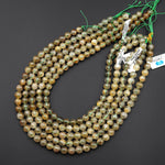 Rare Natural Golden Green Tourmaline Rutilated Quartz 8mm 10mm Round Beads 15.5" Strand