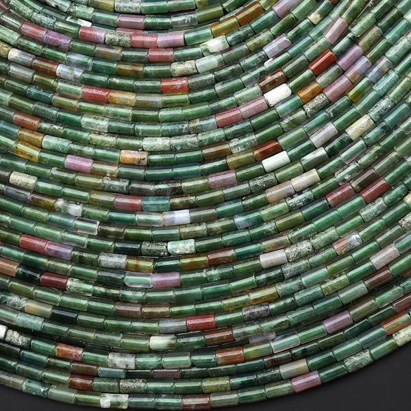 AAA Natural Indian Agate 4x2mm Small Thin Smooth Spacer Tube Gemstone Beads 15.5" Strand