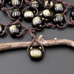 AAA Carved Natural Golden Obsidian Kitty Cat Face Pendant Gemstone Side Drilled Focal Bead