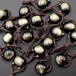 AAA Carved Natural Golden Obsidian Kitty Cat Face Pendant Gemstone Side Drilled Focal Bead