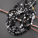 Natural Black Tuxedo Agate 8mm Smooth Cube Dice Gemstone Beads 15.5" Strand