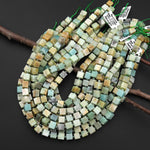 Natural Multicolor Blue Green Yellow Amazonite 8mm Smooth Cube Dice Gemstone Beads 15.5" Strand