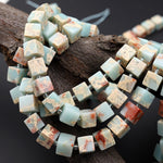 Natural Impression Jasper 8mm Smooth Cube Dice Gemstone Beads 15.5" Strand