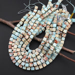Natural Impression Jasper 8mm Smooth Cube Dice Gemstone Beads 15.5" Strand
