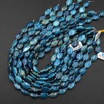 Natural Teal Blue Apatite Smooth Oval 12x16mm Beads 15.5" Strand