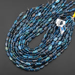Natural Teal Blue Apatite Smooth Rectangle Cushion 8x12mm Beads 15.5" Strand
