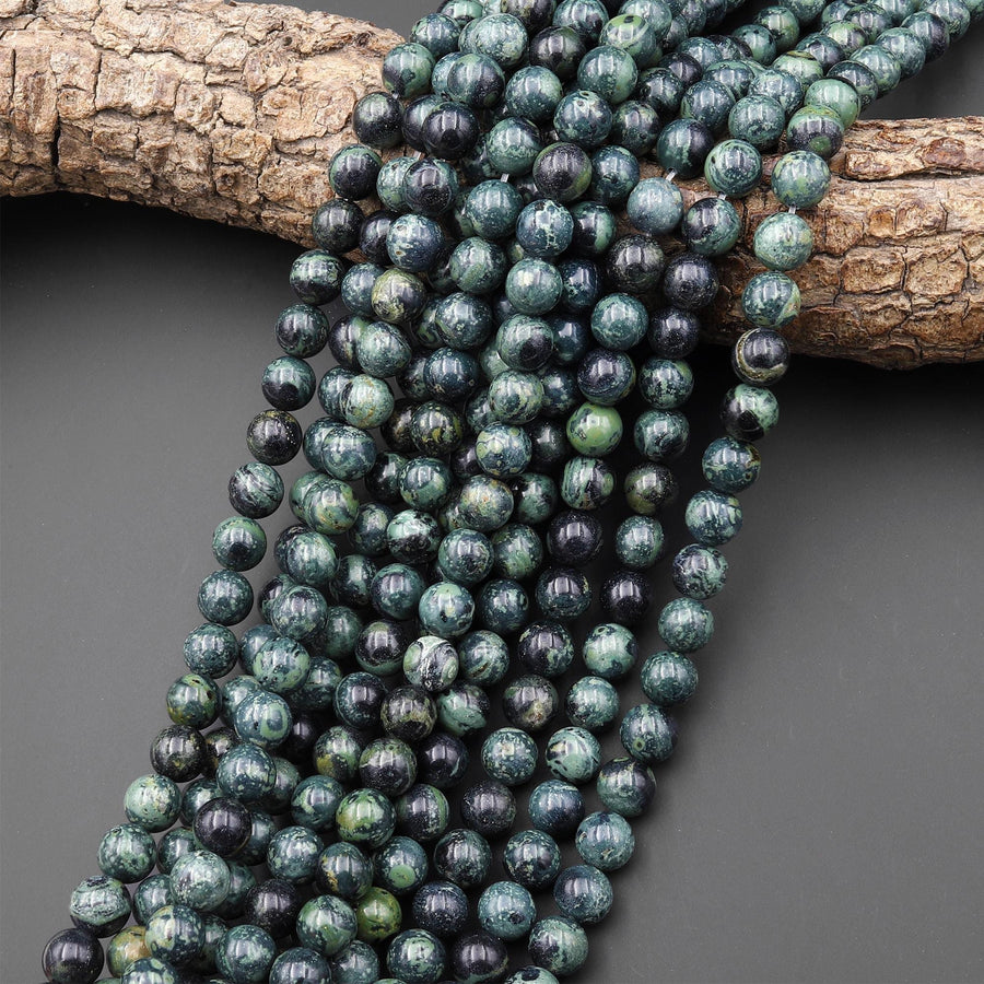 Kambaba Jasper 4mm 6mm 8mm 10mm Round Beads Aka Natural Green Camouflage Jasper 15.5" Strand