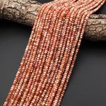 Faceted Natural Rhodochrosite 4mm Thin Rondelle Gemstone Beads 15.5" Strand