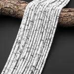 Natural White Howlite 4mm Smooth Rondelle Beads Gemstone 15.5" Strand