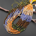 Multicolor Natural Gemstone 4mm Smooth Rondelle Beads Orange Aventurine Blue Sodalite Green Jade Yellow Lace Agate Tiger's Eye 15.5" Strand